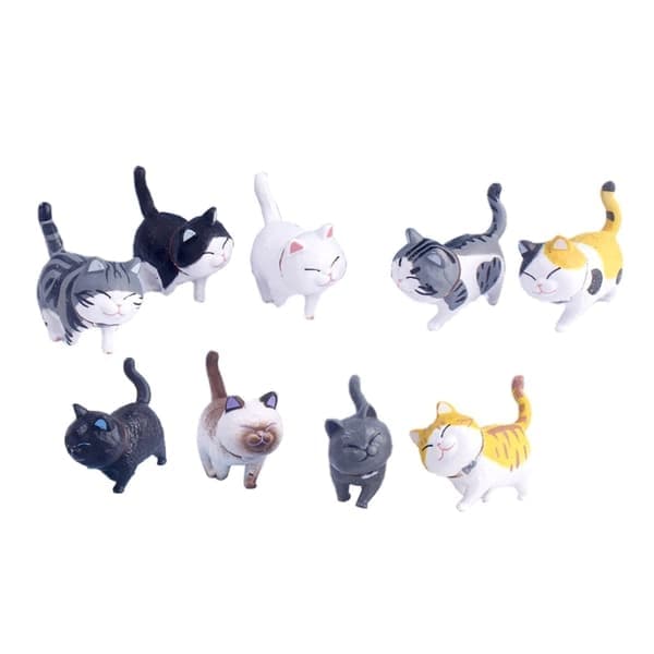 Mini Søte Katteornamenter PVC Dyreminiaturer Figurer Leker Mikrolandskap Statue Hjemmedekorasjoner Skrivebord Bil Dekor