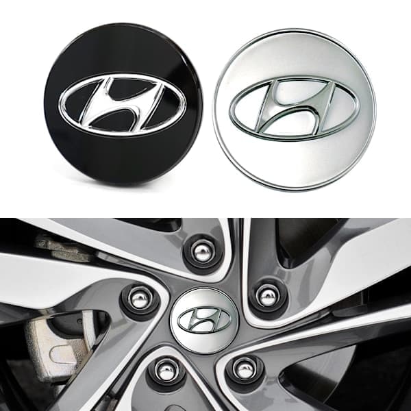 4-pakning - Hyundai senterkopper / hjulnavemblem - B 70 60mm - Sølv