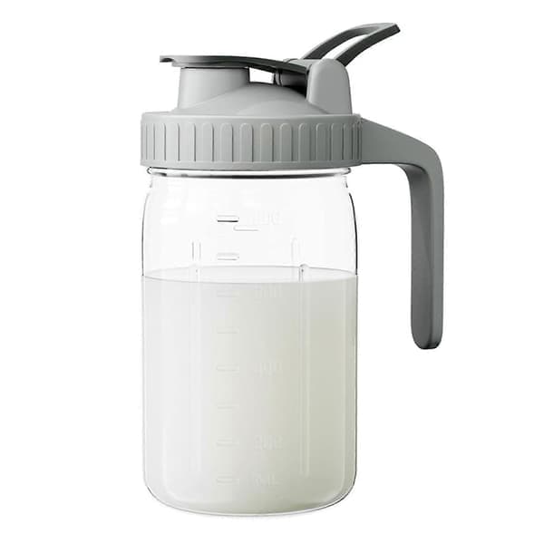 32oz Glass Mason Jar-kanne med Flip Cap-lokk og helletut - Lekkasjesikker kanne for oppbevaring av fersk brystmelk, glasskanne for kaldbrygget iste