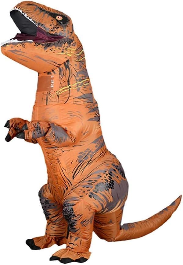 Oppblåsbar T-REX Kostyme Voksen Dinosaur Kostymer Jumpsuit Luftblås Halloween (Brun) 110cm-150cm