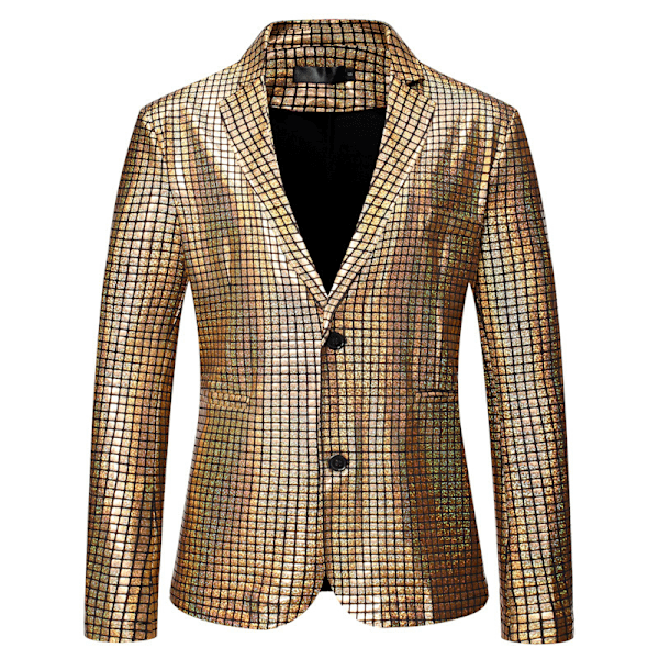 Menn Metallisk Jakke Blazer 70-talls Disco Party Sportjakke