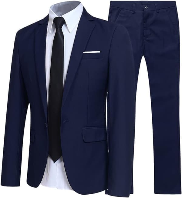 Herre Slim Fit 2-delt Dressjakkesett, Jakke, Bukser