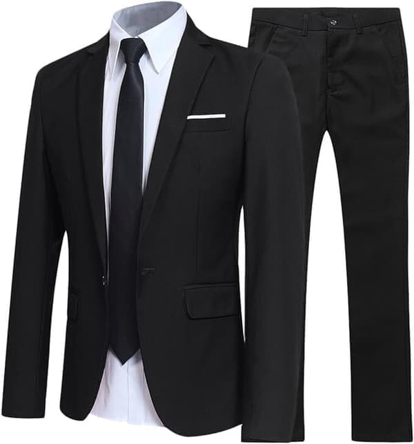 Herre Slim Fit 2-delt Dressjakkesett, Jakke, Bukser
