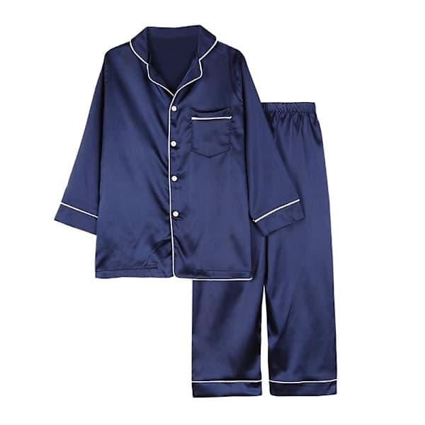 Pyjamassett med lange ermer for barn, knappestopping i silke