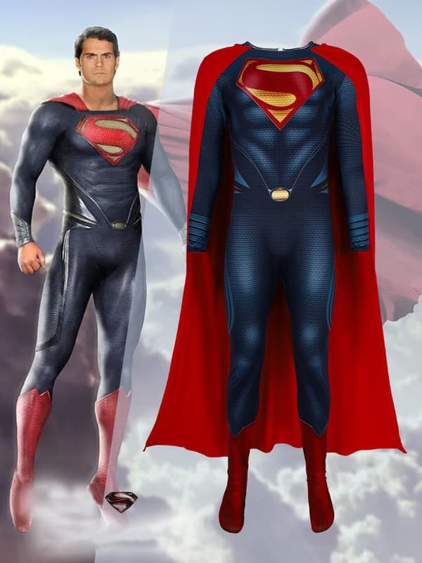 Voksen Superman-kostyme, Superman-muskelbryst Jumosuit med kappe