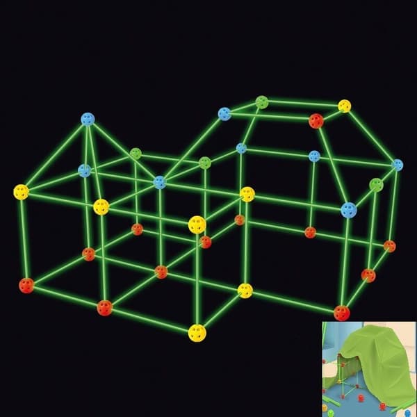 174 deler pluss et telt Byggesett for barn Glow in the Dark Air Fort Byggleker (Fargen på ballene er tilfeldig)
