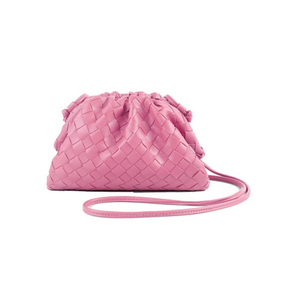 PU Vevd Veske Satchel Sky Mini Lærclutch Rosa