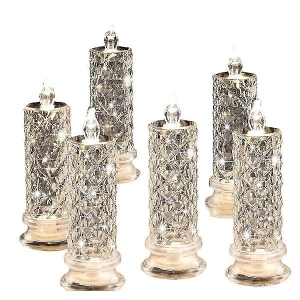 LED-lys, 4-pakning batteridrevne lys med roseformet lysestake, romantiske flammeløse søylelys for Valentinsdagen, frieri