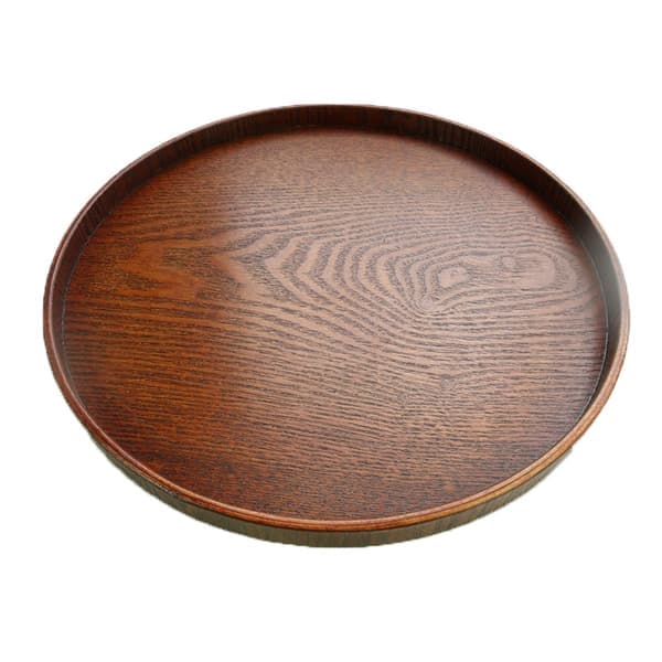 Hot deal! Massivt tre Rund brett Te Frukt Mat Bakeri Serveringsbrett Disker Tallerken-Glad