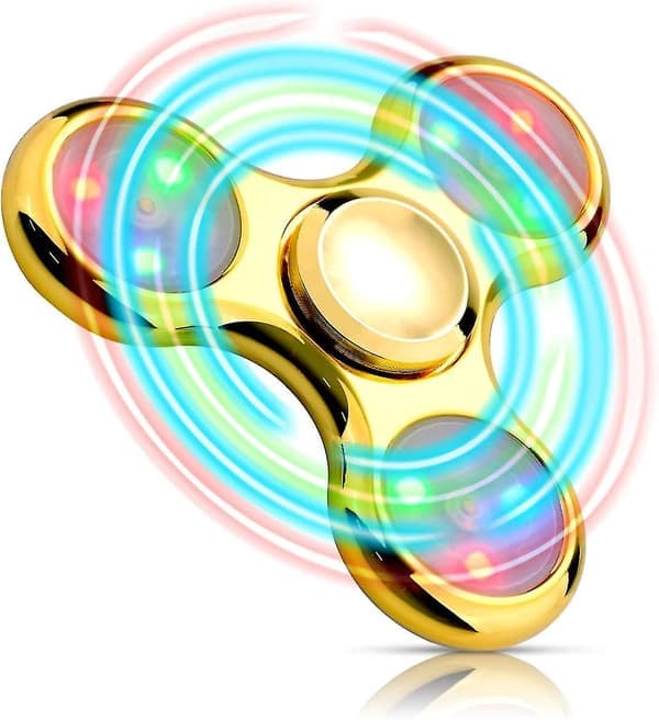 [LCS] Metall LED Lysende Fidget Spinner - Festgave med Rikt Lysshow - Angstlindrende Sensoriske Leker Kompatibel med Barn og Voksne [GL]