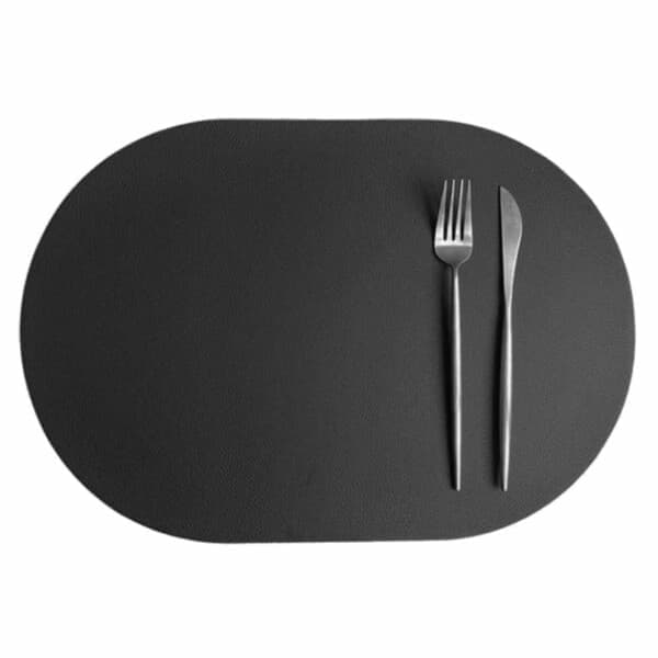 [LCS]4-pakning Coasters i kunstskinn Oval Svart 43x30cm svart