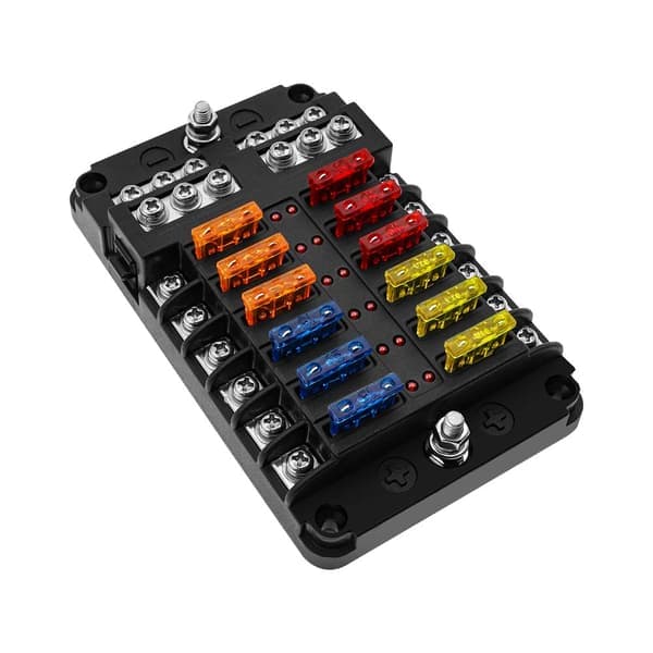 6/12-veis 12V sikringsboks, sikringsholder bladsikringer med 16 sikringer