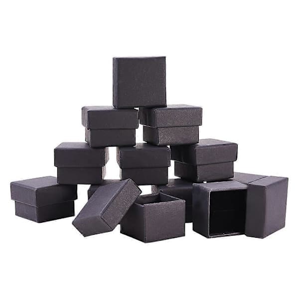 24-pakning Smykkeringer Kraft Firkantede Smykkeesker i Kartong, 4,3x4,3x3 cm