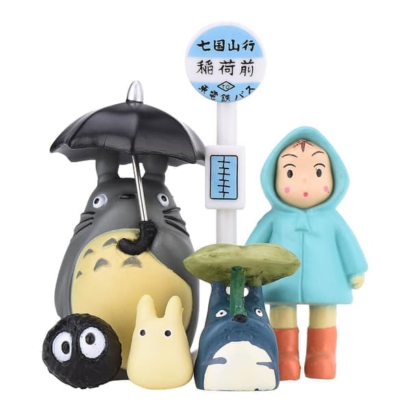 SETT MED 6 Totoro bussholdeplass og mikrolandskap figurer [LGL]