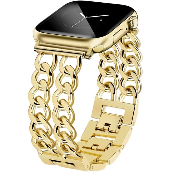 Gullfarget klokkereim kompatibel med Apple Watch 38mm 40mm 41mm 42mm (S10) Justerbar metallreim Stållenkearmbånd for iWatch Series (Uten etui)