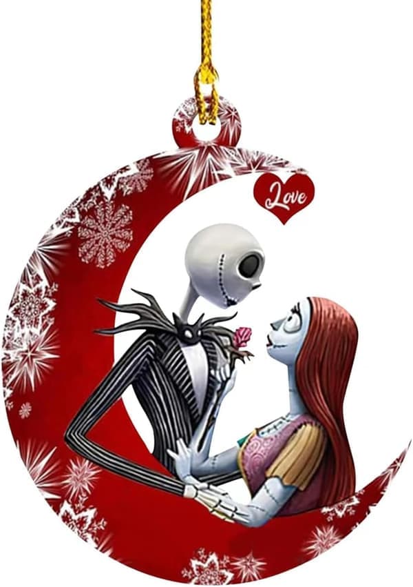 2025 Nightmare Halloween juletrepynt, Søtt Jack og Sally-anheng, Egnet for juletre og bilinteriørdekorasjon