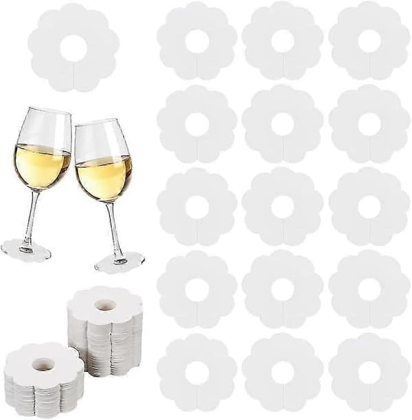 500 stk. Papir Vinglass Markører 7 cm Blank Blomst Stettglass Drikke Navnelapper BurlyWood/Hvit Farge Engangs Vinmerke Drikke Charm DIY