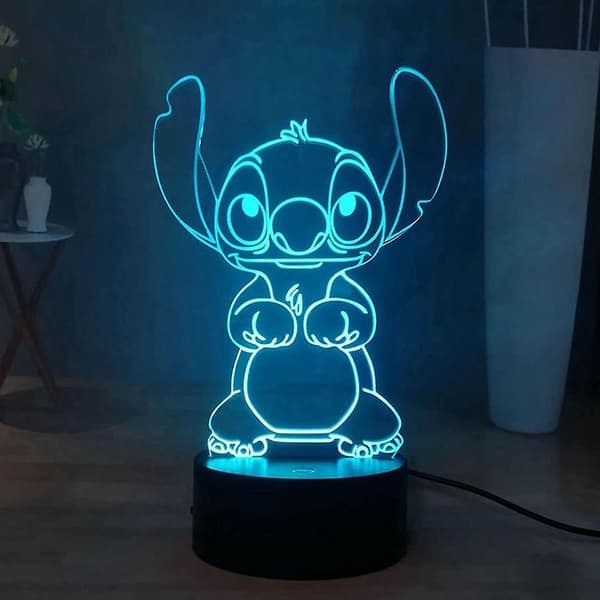 Piao Stitch 3D-lampe Manga LED nattlys, Stitch nattbordslampe nattlys 16 farger 3D skrivebordslampe dekorasjon, USB-drevet berøringsfjernkontroll