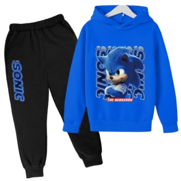 Barn og tenåringer Sonic The Hedgehog hettegenser og bukse sett blå blå - Perfekt blå