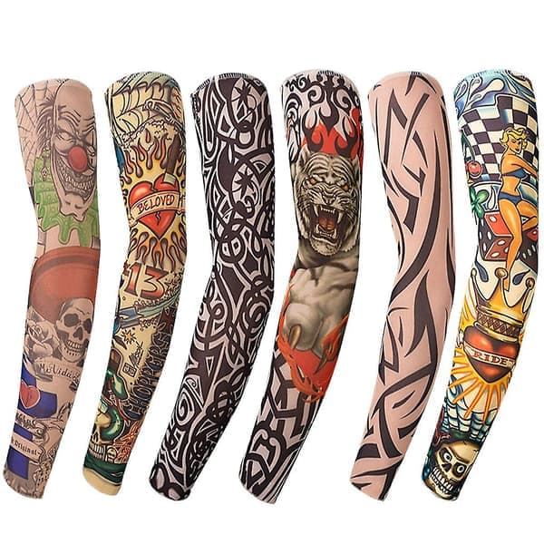 6 stk. Kunst Arm Fake Tattoo Sleeves Cover for Unisex Party Cool Mann Kvinne Mote Tatoveringer & Kroppskunst Midlertidig Vanntett