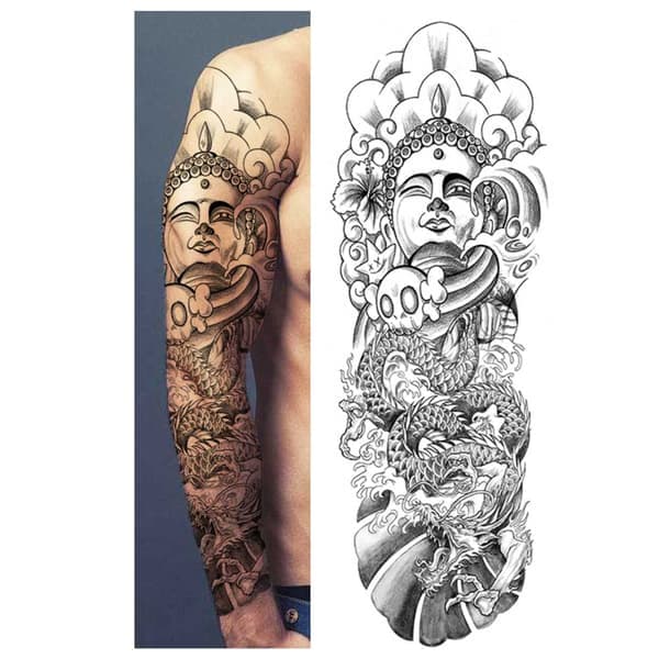 Buddha med falske tatoveringsermer