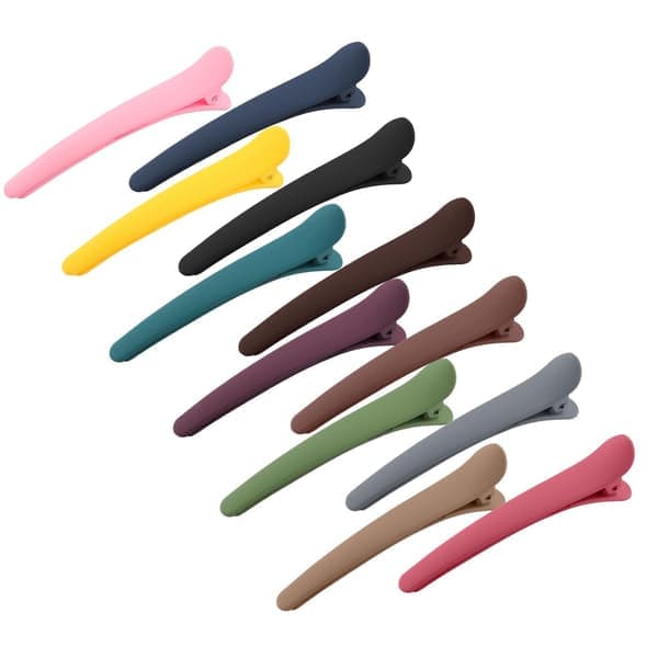 12 stk hårklemmer for stylingseksjoner, 3,1 tommer matte alligator hårklemmer hårspenner ingen brett andebildet hårklemme