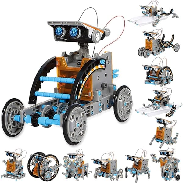 12-i-1 Utdanningsroboter med solenergi - 190 deler DIY byggevitenskapssett for barn i alderen 8-13 år og eldre, solcelledrevet