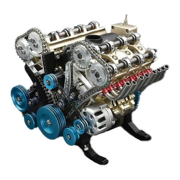Modellmotor-sett for voksne, 8-sylindret metallbilmotor-modellsett, Resin DIY bilmotor monteringssett - Perfekt