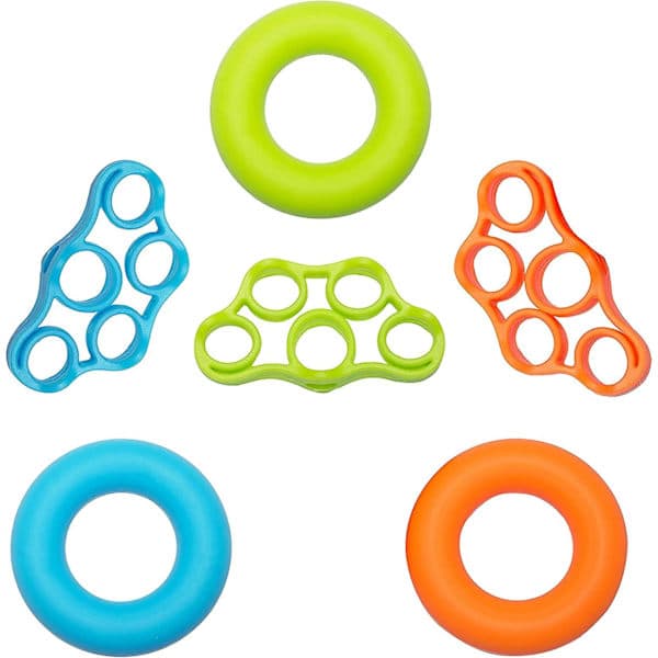 Håndgrepforsterker Silikon Forsterkningsring Finger Trening Gummibåndsett for Håndtrening og Øvelse Lindre Smerte i Håndledd og Tommel 6 stk