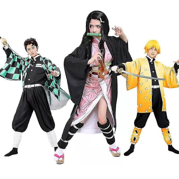 Anime Demon Slayer Cosplay Kostyme Sett for Barn og Voksne - Tanjirou Nezuko Outfit V -a