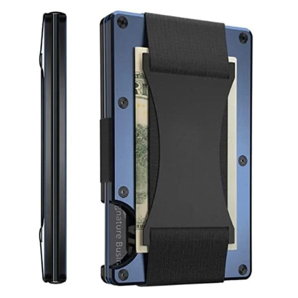 Herre Slim Ridge Man Lommebøker Merkevare Luksus Aluminium Karbon RFID Metall Vesker Etui Carteira Masculina Kredittkortholder