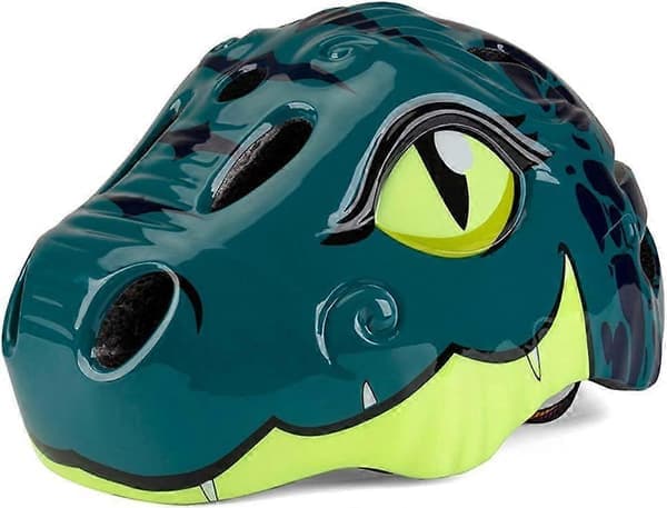 Sykkelhjelmer for barn Tegneserie Dinosaur sikkerhetssykkelhjelm med LED-lys bak 3D Dyrehjelm for Skøyter Sparkesykkel Sykkel Jente
