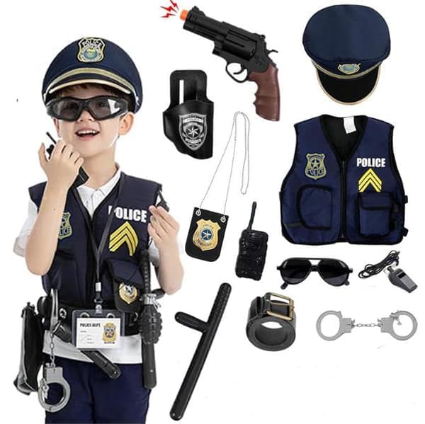 Halloween politi kostyme sett for barn rollelek utkledning kostymefest cosplay politiklær