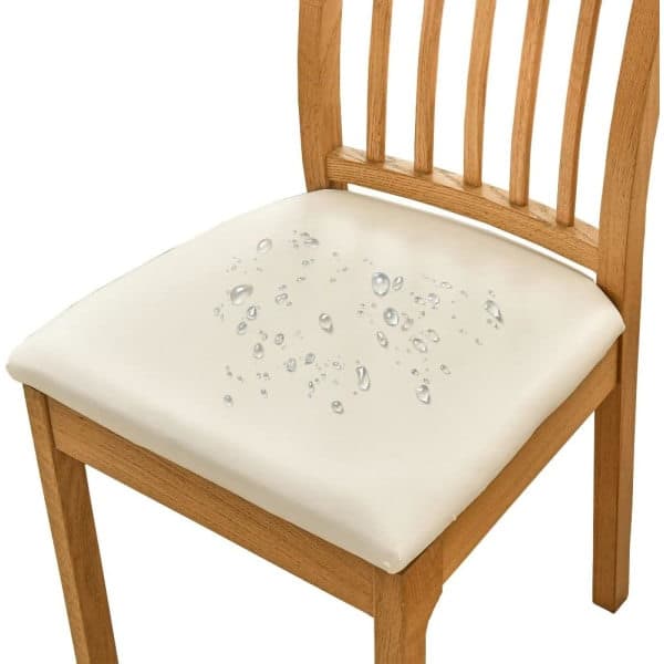 6 stk. Spisestoltrekk for vanntett sete PU-skinn Setetrekk for stoler, Beige Beige