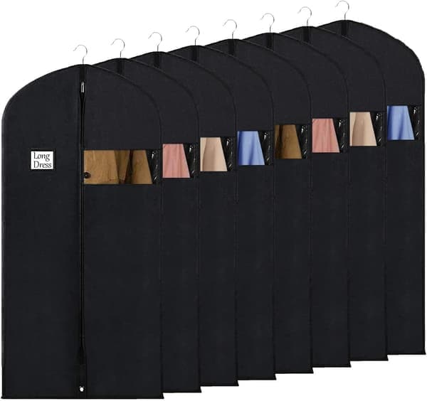 Klespose for oppbevaring, 60 x 152 cm, pustende stoff, lange klesposer for kjoler, frakker, aftenkjoler, 8-pakning-FF-