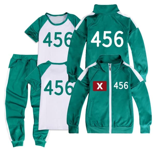 Squid Game, treningsklær, komplett sett med nummer 456 456 456-XF29-