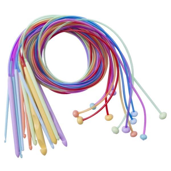 Tunisian Crochet Circular Knitting Needles with Cable, 120 cm, 12 Afghan Crochet Needles 3.0mm - 12.0mm for Carpet, Scarf, Flowers, Doilies, Shawl and