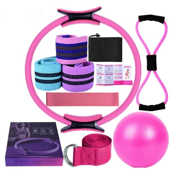 Pilates Kit Pilates Essential Kit for Kvinner Pilates Ringer Ballsett Strikker Mer for Hjemmetrening