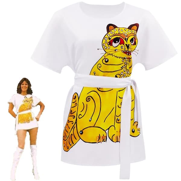 ABBA Retro Agnetha Fältskog Cosplay Kostyme - Gull Partyantrekk, Halloweenkjole for Kvinner, Størrelse L