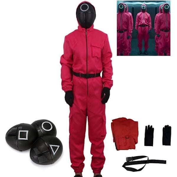 Barn Unisex Squid Game 2 Kostyme Cosplay Jumpsuit + Maske Halloween Antrekk 10-12 Šr Trekant