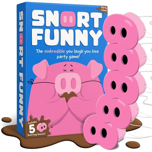 Snøft morsomt grisespill, Oinkcredible You Laugh You Lose-partyspill, griseneses spill for familie og venner, med 150 utfordringskort, 5 griseneser