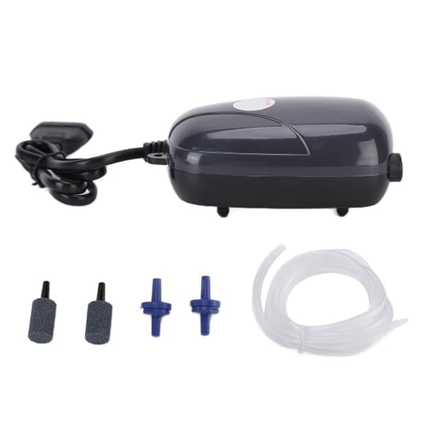Oksygenpumpe liten profesjonell stille oksygenpumpe akvariepumpe EU-kontakt 220V for fiskeoppdrett Dobbel hull