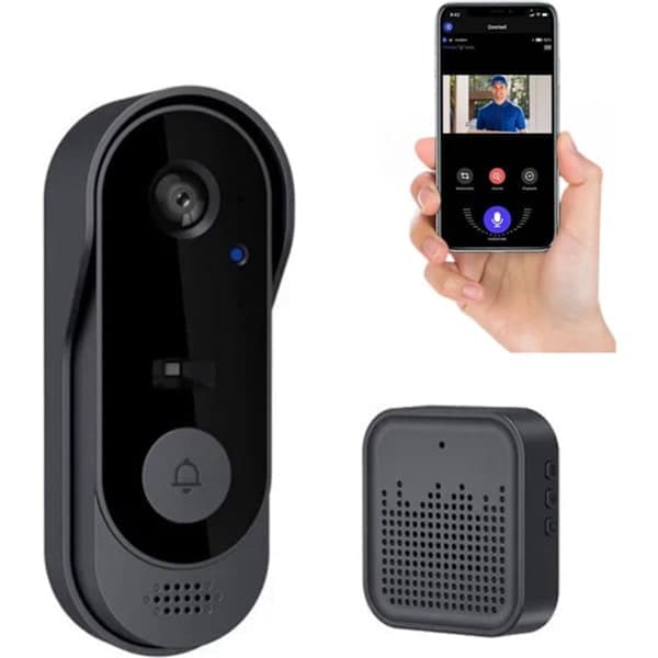 Smart WiFi dørklokke med kamera, vanntett, 36G+1080P HD, IR, nattsyn, trådløs dørklokke, sikkerhetsmonitor, videointercom, USB oppladbar