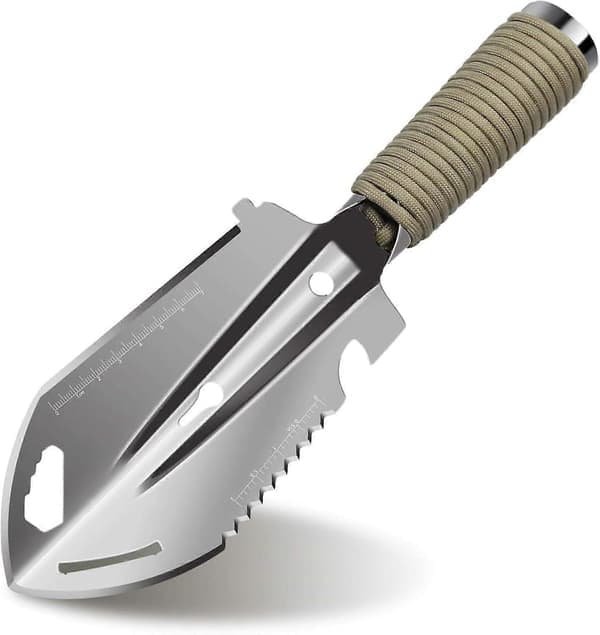Sølv Multifunksjonell Campingspade, Mini Hagespade, 9 i 1 Campingverktøy, Rustfritt Stål Hagespade, Bærbar Campingspade, Egnet for