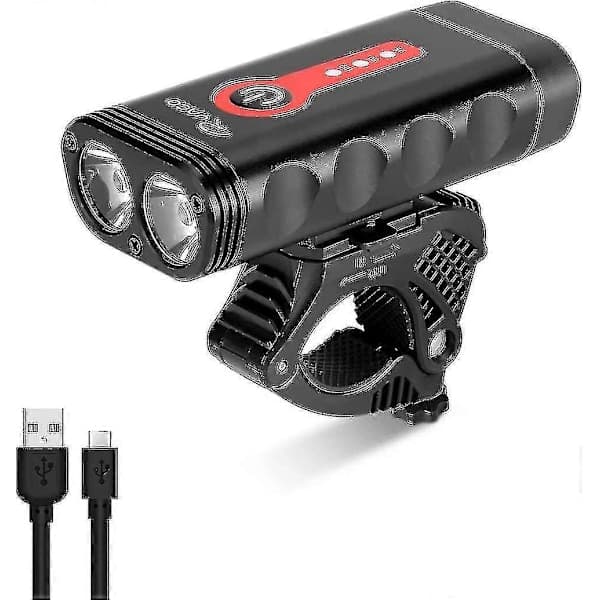 Sykkellys, Kraftig 2400 Lumen, 4400mah, Sykkellys Foran Lys USB Oppladbar LED Hodelykt Lampe, 4 Lysmoduser, Vanntett IP65 For Camping
