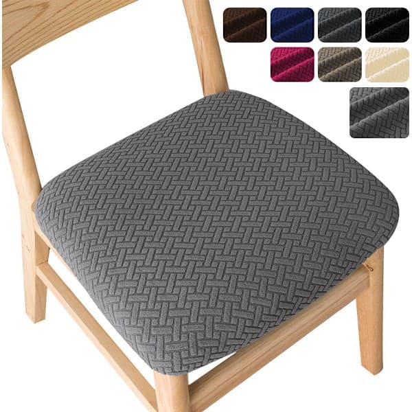 Spisestol Setetrekk Sett med 6, Stretch Jacquard Spisestoltrekk Setebeskytter med Spenne for Spisestue K
