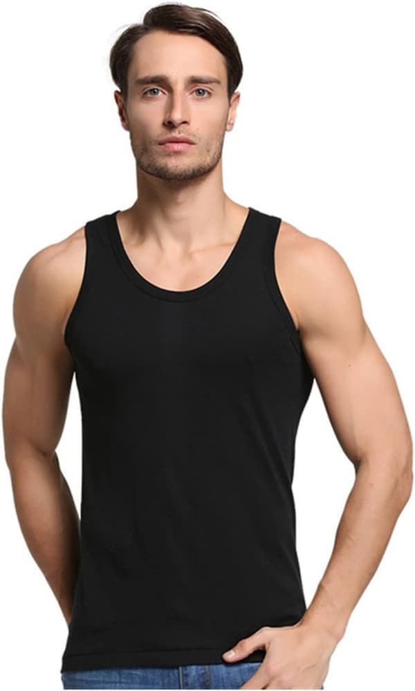 3 stk. Sommer Herre Bomull Komfort Svart Undershirt (XL Størrelse) Herre Ermeløs Topp Casual Sh