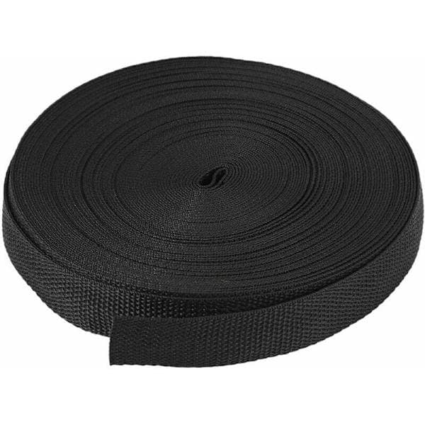 25 mm x 20 m Rull Nylonbånd for Vesker, Belter, DIY-Prosjekter - Svart