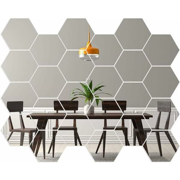 Heksagon speil for skapdør Geometrisk heksagon veggmonterte speil DIY dekorative 3D heksagon akrylspeil for hjem stue sofa TV-innstilling