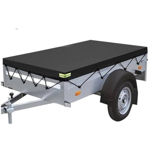 Svart tilhengerpresenning 214x122x13cm Oxford-stoff Vanntett Vindtett Solbeskyttelse Rivsikker